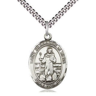 Pewter Saint Bernadine of Sienna Medal Catholic Jewelry Engraved Catholic Saint Jewelry