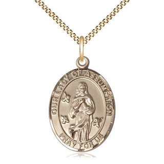 14kt Gold Filled Our Lady of Assumption Medal Catholic Jewelry Engraved Catholic Saint Jewelry