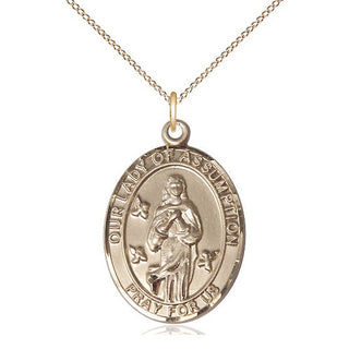 14kt Gold Filled Our Lady of Assumption Medal Catholic Jewelry Engraved Catholic Saint Jewelry