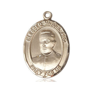 14kt Gold Blessed Miguel Pro Medal Engraved Catholic Saint Jewelry