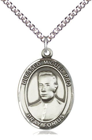 Sterling Silver Blessed Miguel Pro Medal Catholic Jewelry Engraved Catholic Saint Jewelry
