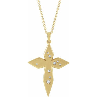 14K Yellow .08 CTW Natural Diamond Cross 16-18" Necklace