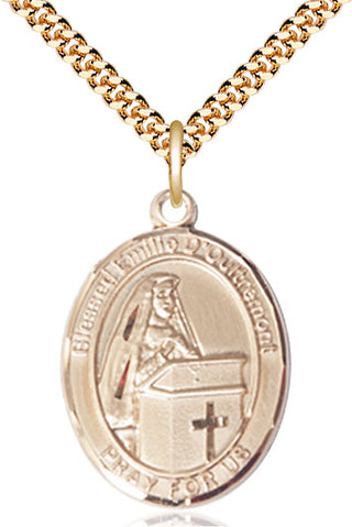 14kt Gold Filled Blessed Emilee Doultremont Medal Catholic Jewelry Engraved Catholic Saint Jewelry