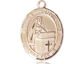 14kt Gold Blessed Emilee Doultremont Medal Engraved Catholic Saint Jewelry