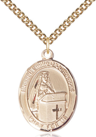 14kt Gold Blessed Emilee Doultremont Medal Engraved Catholic Saint Jewelry