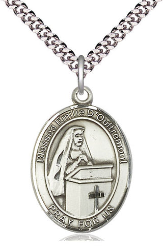 Sterling Silver Blessed Emilee Doultremont Medal Catholic Jewelry Engraved Catholic Saint Jewelry