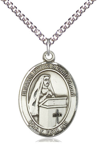 Sterling Silver Blessed Emilee Doultremont Medal Catholic Jewelry Engraved Catholic Saint Jewelry