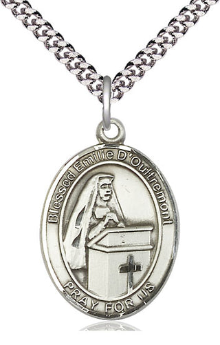 Sterling Silver Blessed Emilee Doultremont Medal Catholic Jewelry Engraved Catholic Saint Jewelry