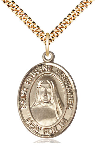 14kt Gold Filled Saint Pauline Visintainer Medal Catholic Jewelry Engraved Catholic Saint Jewelry