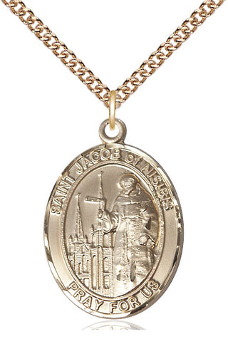 14kt Gold Filled Saint Jacob of Nisibis Medal Catholic Jewelry Engraved Catholic Saint Jewelry