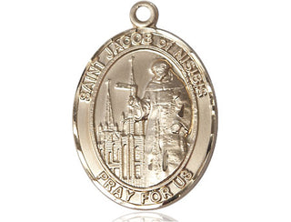 14kt Gold Saint Jacob of Nisibis Medal Engraved Catholic Saint Jewelry
