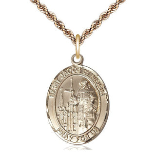 14kt Gold Saint Jacob of Nisibis Medal Engraved Catholic Saint Jewelry