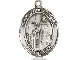 Pewter Saint Jacob of Nisibis Medal Engraved Catholic Saint Jewelry