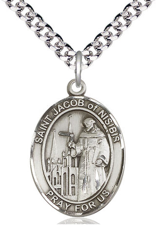 Pewter Saint Jacob of Nisibis Medal Catholic Jewelry Engraved Catholic Saint Jewelry
