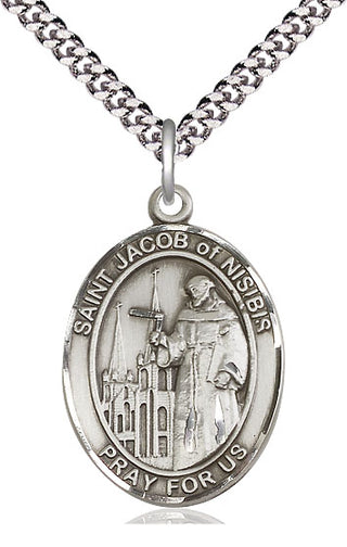 Pewter Saint Jacob of Nisibis Medal Catholic Jewelry Engraved Catholic Saint Jewelry