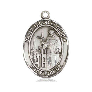 Sterling Silver Saint Jacob of Nisibis Medal Catholic Jewelry Engraved Catholic Saint Jewelry