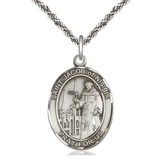 Sterling Silver Saint Jacob of Nisibis Medal Catholic Jewelry Engraved Catholic Saint Jewelry