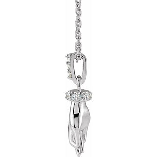 Platinum .05 CTW Natural Diamond Hand of Buddha 16-18" Necklace