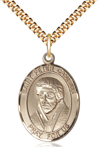 14kt Gold Filled Saint Peter Canisius Medal Catholic Jewelry Engraved Catholic Saint Jewelry