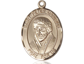 14kt Gold Saint Peter Canisius Medal Engraved Catholic Saint Jewelry