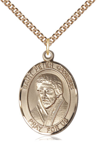 14kt Gold Saint Peter Canisius Medal Engraved Catholic Saint Jewelry