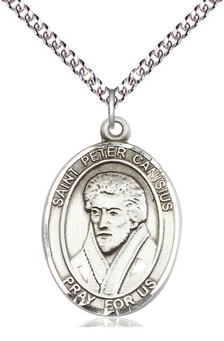 Sterling Silver Saint Peter Canisius Medal Catholic Jewelry Engraved Catholic Saint Jewelry