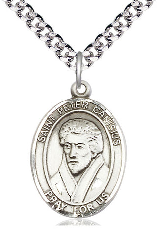 Sterling Silver Saint Peter Canisius Medal Catholic Jewelry Engraved Catholic Saint Jewelry