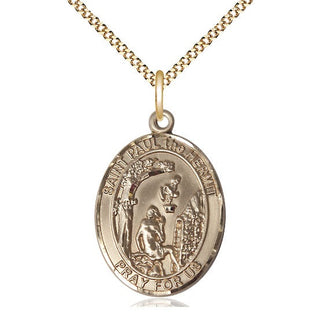 14kt Gold Filled Paul the Hermit Medal Catholic Jewelry Engraved Catholic Saint Jewelry