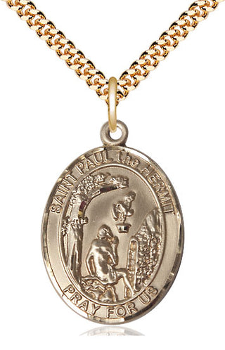 14kt Gold Filled Paul the Hermit Medal Catholic Jewelry Engraved Catholic Saint Jewelry