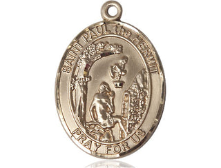 14kt Gold Paul the Hermit Medal Engraved Catholic Saint Jewelry