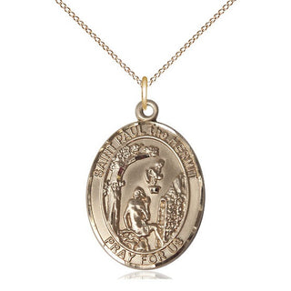 14kt Gold Paul the Hermit Medal Engraved Catholic Saint Jewelry