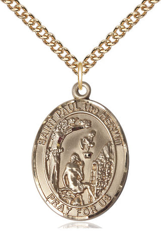 14kt Gold Paul the Hermit Medal Engraved Catholic Saint Jewelry