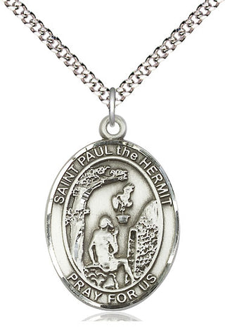 Pewter Paul the Hermit Medal Catholic Jewelry Engraved Catholic Saint Jewelry