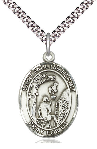 Sterling Silver Paul the Hermit Medal Catholic Jewelry Engraved Catholic Saint Jewelry