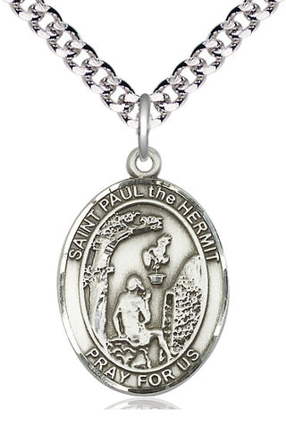Sterling Silver Paul the Hermit Medal Catholic Jewelry Engraved Catholic Saint Jewelry