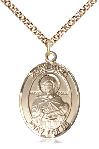 14kt Gold Saint Daria Medal Engraved Catholic Saint Jewelry