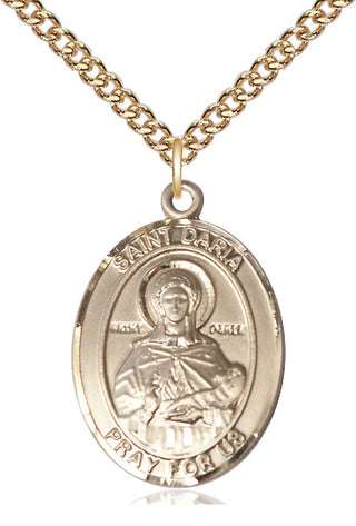 14kt Gold Saint Daria Medal Engraved Catholic Saint Jewelry