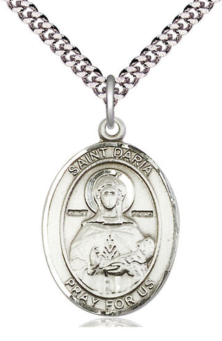 Sterling Silver Saint Daria Medal Catholic Jewelry Engraved Catholic Saint Jewelry
