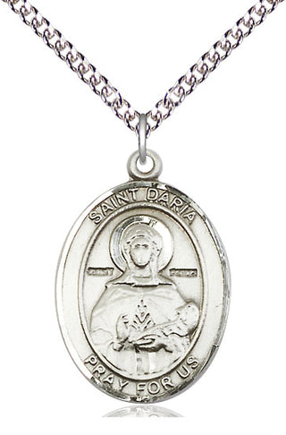 Sterling Silver Saint Daria Medal Catholic Jewelry Engraved Catholic Saint Jewelry