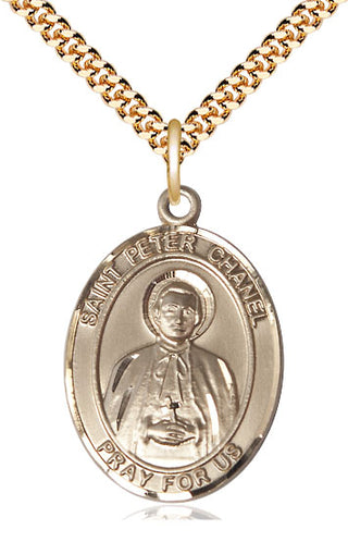 14kt Gold Filled Saint Peter Chanel Medal Catholic Jewelry Engraved Catholic Saint Jewelry