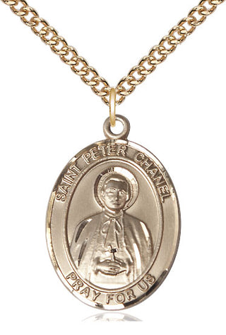14kt Gold Filled Saint Peter Chanel Medal Catholic Jewelry Engraved Catholic Saint Jewelry