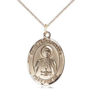 14kt Gold Saint Peter Chanel Medal Engraved Catholic Saint Jewelry