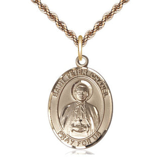 14kt Gold Saint Peter Chanel Medal Engraved Catholic Saint Jewelry