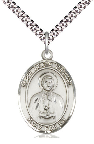 Pewter Saint Peter Chanel Medal Catholic Jewelry Engraved Catholic Saint Jewelry