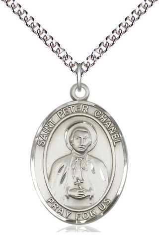 Sterling Silver Saint Peter Chanel Medal Catholic Jewelry Engraved Catholic Saint Jewelry