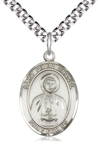 Sterling Silver Saint Peter Chanel Medal Catholic Jewelry Engraved Catholic Saint Jewelry