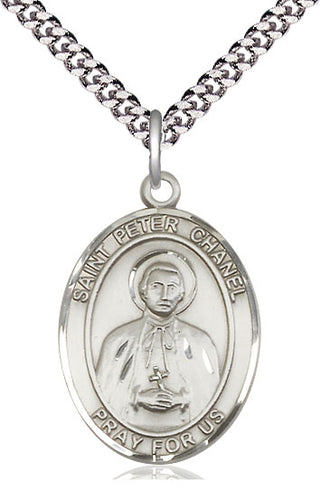 Sterling Silver Saint Peter Chanel Medal Catholic Jewelry Engraved Catholic Saint Jewelry