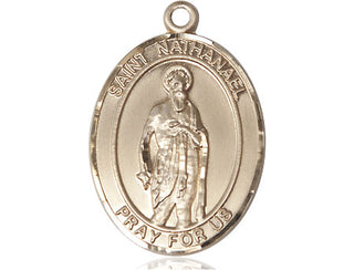 14kt Gold Filled Saint Nathanael Medal Engraved Catholic Saint Jewelry