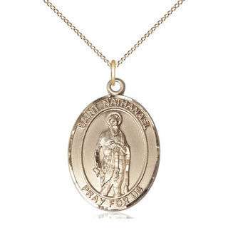 14kt Gold Filled Saint Nathanael Medal Catholic Jewelry Engraved Catholic Saint Jewelry