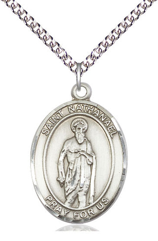 Sterling Silver Saint Nathanael Medal Catholic Jewelry Engraved Catholic Saint Jewelry